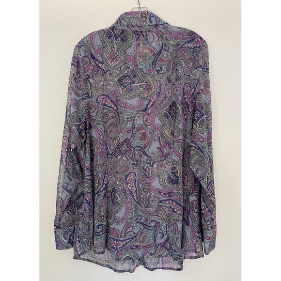 INC International Concepts Women's Blouse 3X Whimsygoth Buttons Paisley Sheer - Picture 4 of 10